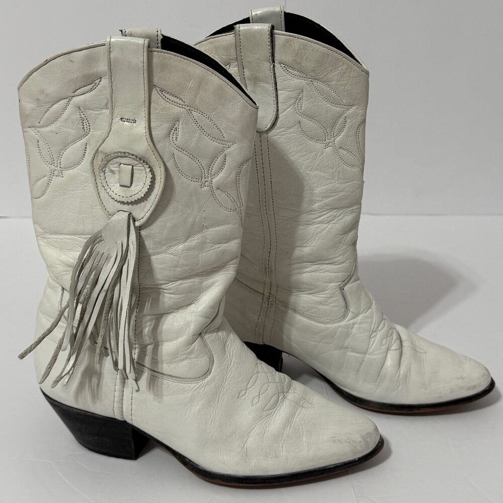 Early 1990s Women's Laredo White Cowboy Boots, Size 5